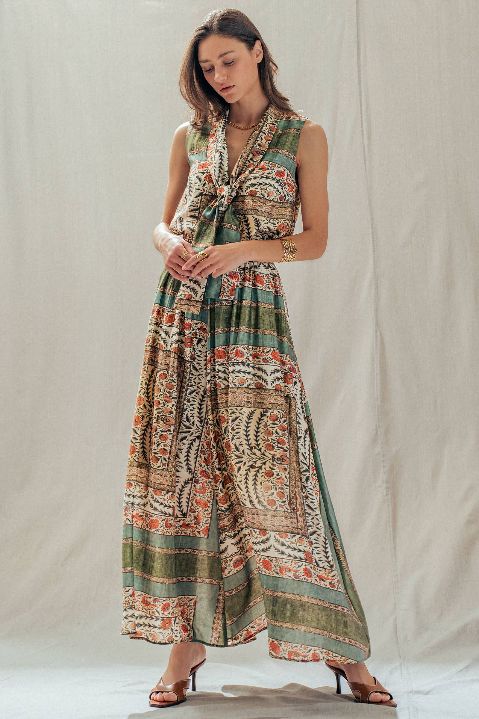 Urban Daizy Botanical Bird Print Tencel Blend Maxi Skirt Multi Skirt - Women's (UDSK0101-Multi) – alternate view 8