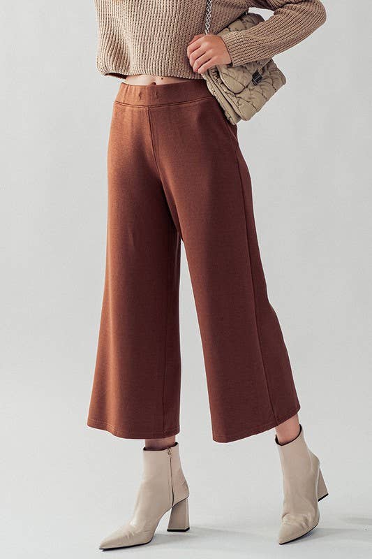 Urban Daizy Wide Leg French Terry Crop Pants Deep-Lavender Pants - Women's (UDZ-PT-00100) – alternate view 6
