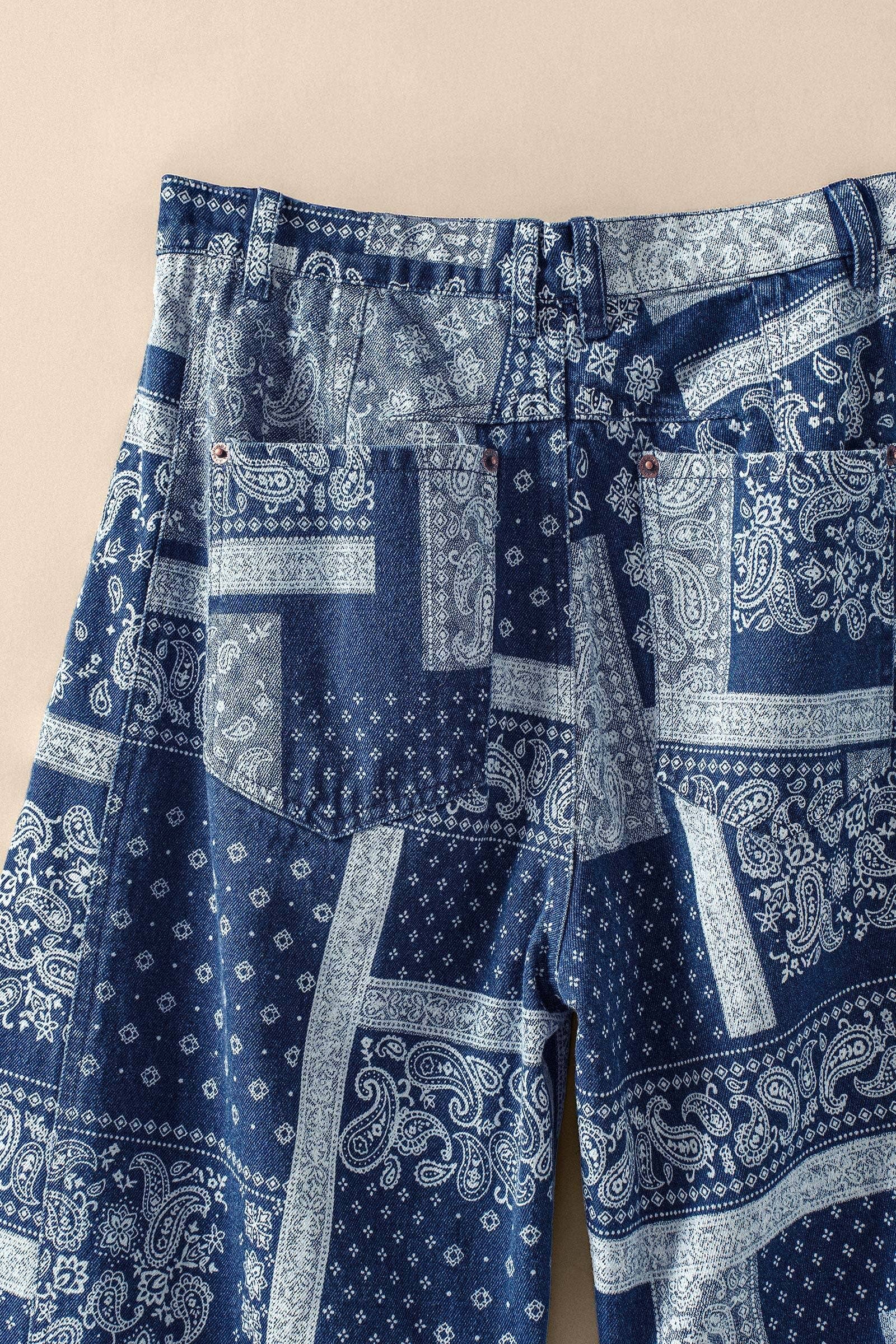 Urban Daizy Paisley Bandana Print Relaxed Fit Jeans Blue Jeans - Women's (UDPT0139) – alternate view 8