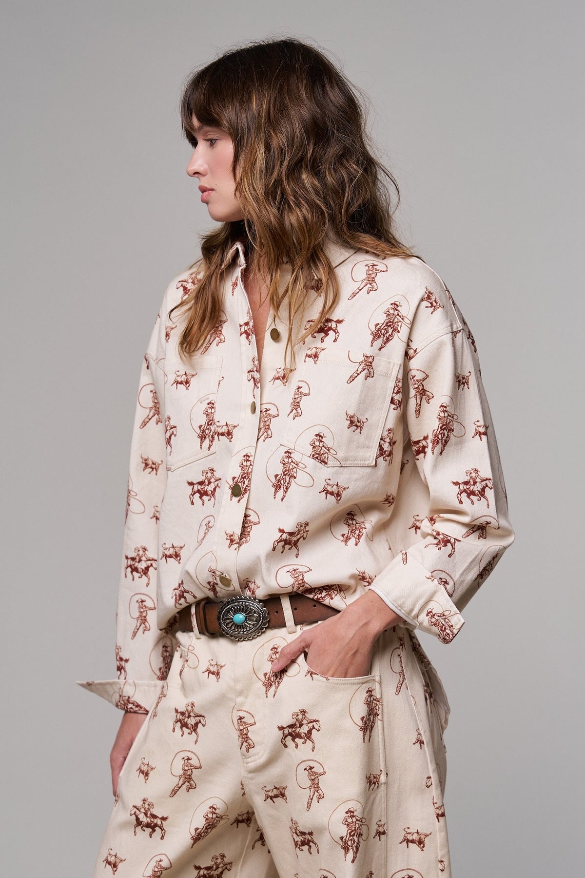 Rodeo Roundup Western Button-Up in IVORY - Women's Shackets | Urban Daizy