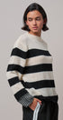 Striped Oversized Chunky Knit Sweater in BLACK - Women's Sweaters | Urban Daizy