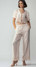 Urban Daizy Embroidered Eyelet Flutter Sleeve Top and Wide Leg Pants Natural Top & Pant Set (NOT Loungewear) - Women's (UDZ-PT-00354)