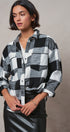 Buffalo Plaid Flannel Shirt Button Up Western Boho Top in BLACK - Women's Shirts & Blouses | Urban Daizy