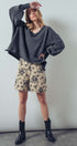 Relaxed Vintage V-Neck Oversized Sweatshirt in BLACK - Women's Sweatshirts & Hoodies | Urban Daizy