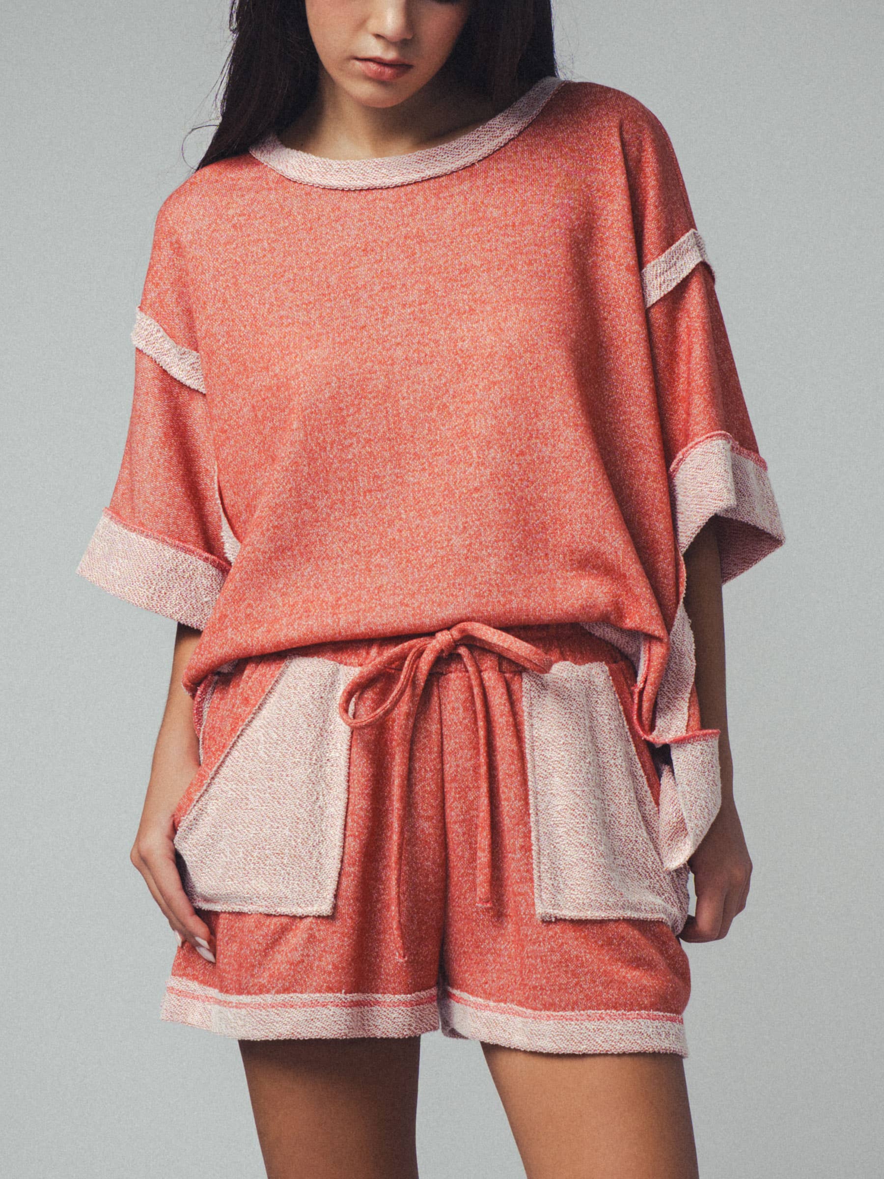 Urban Daizy Garner Cozy Reverse Stitch Colorblock Short Black Lounge Shorts - Women's (UDZ-PT-00209) – alternate view 19