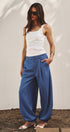 Urban Daizy Soft Chambray Wide Leg Barrel Pants Blue Pants - Women's (TNPT0819-Blue) – alternate view 6