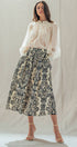 Urban Daizy Botanical Print Cotton Midi Skirt with Pockets Ivory-Black Skirt - Women's (UDSK0102) – alternate view 8