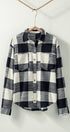 Buffalo Plaid Flannel Shirt Button Up Western Boho Top in BLACK - Women's Shirts & Blouses | Urban Daizy