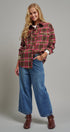 Oversized Plaid Button-Up Flannel Shirt w Pockets in BROWN MULTI - Women's Shirts & Blouses | Urban Daizy