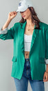 Urban Daizy Open Front Stripe Lining Long Blazer Jacket Green Blazer - Women's (UDZ-OT-00184) – alternate view 9