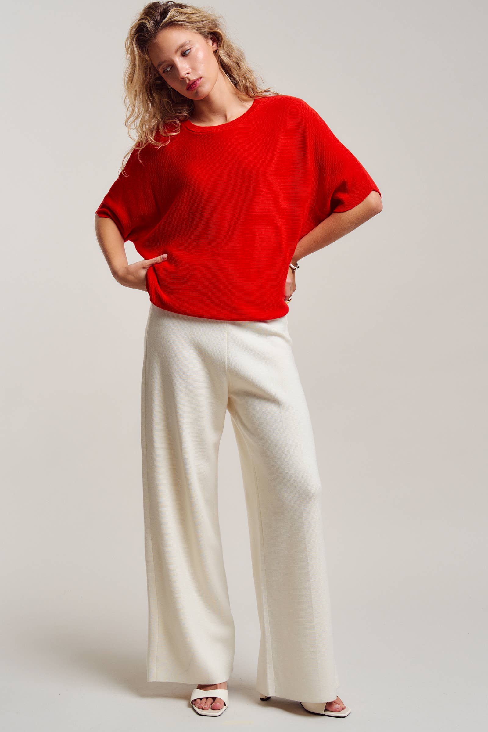 Relaxed Dolman Sleeve Knit Sweater Top