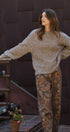 New York Sequin Letter Fuzzy Wool Blend Pullover Sweater in MOCHA - Women's Sweaters | Urban Daizy