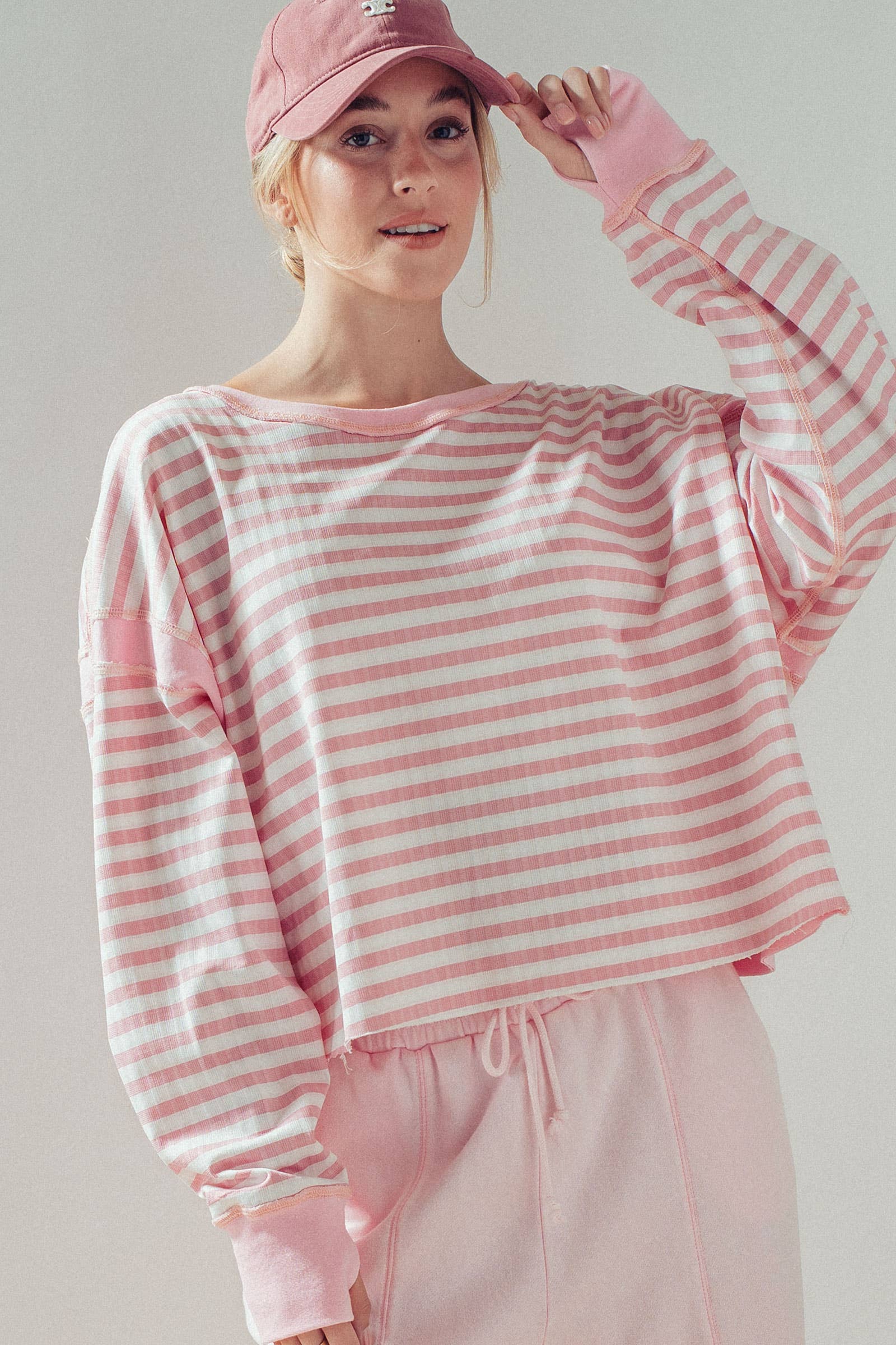 Reversible Textured Check Long Sleeve Pullover