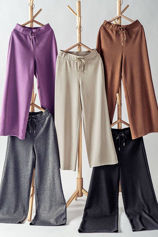 Urban Daizy Wide Leg French Terry Crop Pants Deep-Lavender Pants - Women's (UDZ-PT-00100) – alternate view 3