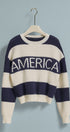Nantucket America Stripe Crewneck Sweater in IVORY NAVY - Women's Sweaters | Urban Daizy