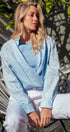 Linen Double Layer Wrap Blouse with Built-In Tank in BLUE - Women's Shirts & Blouses | Urban Daizy
