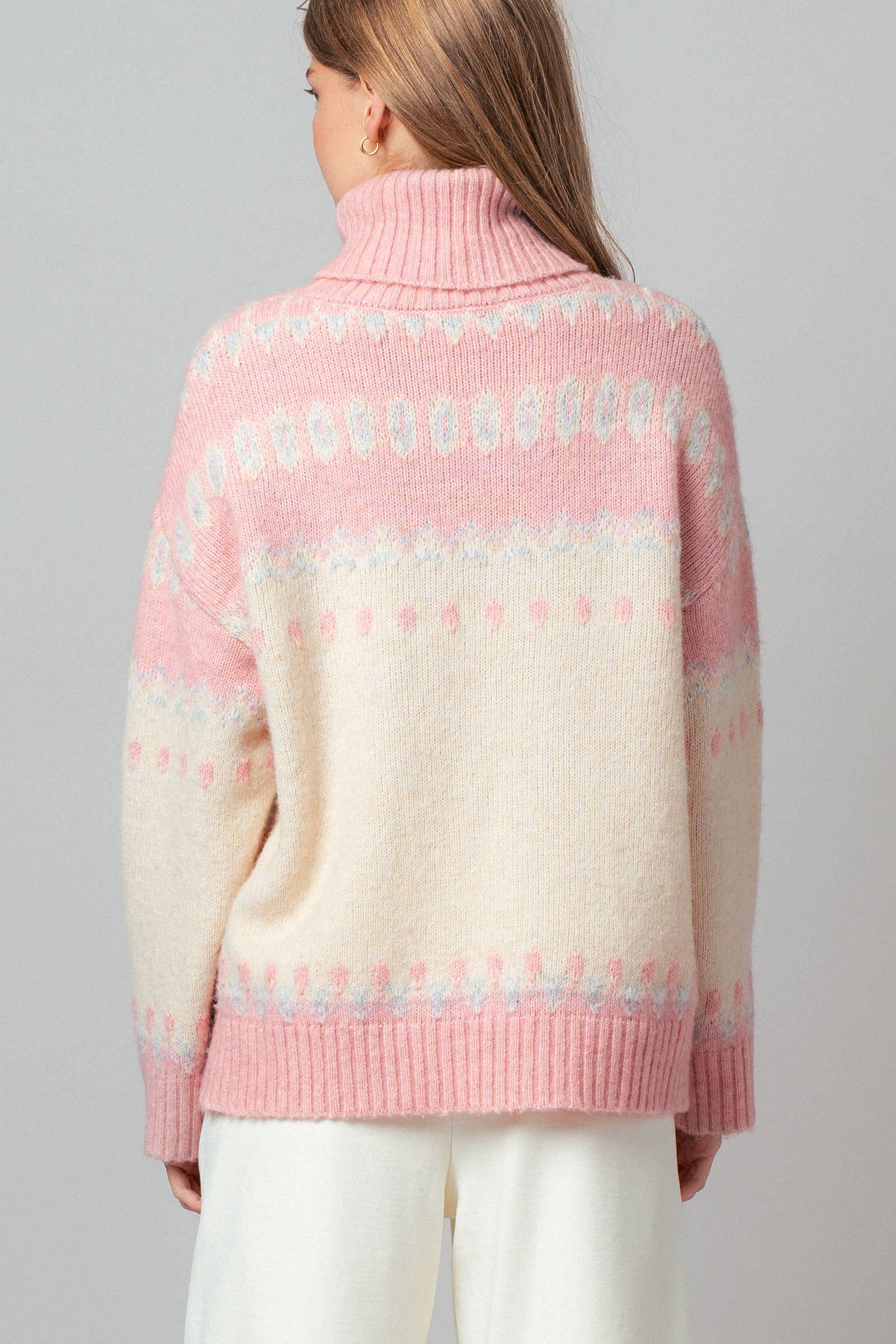 Relaxed Fit Fair Isle Turtleneck Sweater