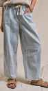 Laid-Back Light Wash Barrel Denim Pants in LT DENIM - Women's Wide Leg Jeans | Urban Daizy