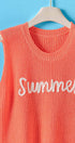 Urban Daizy "Summer" Script Embroidered Knit Tank Top Coral Tank Top - Women's (UDZ-TP-01064) – alternate view 5