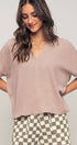 Urban Daizy Relaxed V-Neck Top with Folded Sleeves Ivory Blouse - Women's (UDZ-TP-00570) – alternate view 21
