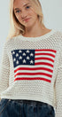 Urban Daizy Old American Flag Crochet Crewneck Sweater Ivory Knit Sweater - Women's (UDZ-KN-00502) – alternate view 4
