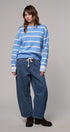 Cloud Nine Fuzzy Stripe Sweater in IVORY BLUE - Women's Sweaters | Urban Daizy