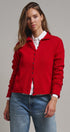 Striped Polo Collar Button Sweater with Rolled Edges in RED - Women's Cardigans & Shrugs | Urban Daizy
