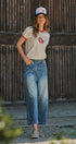 Pumpkin Embroidered Crew Neck Knit Tee in IVORY - Women's Sweaters | Urban Daizy
