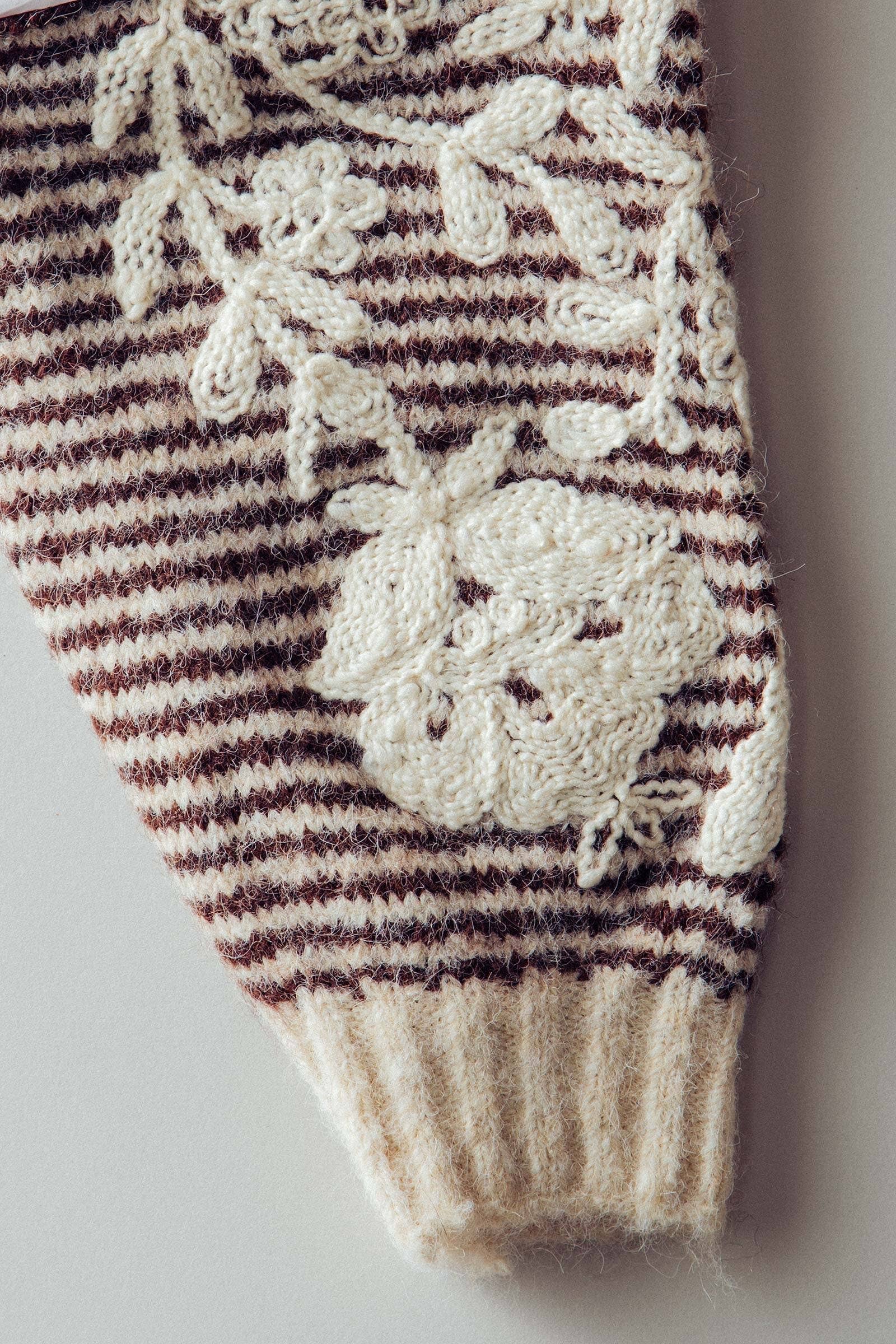 Urban Daizy Floral Embroidered Striped Knit Sweater Brown Knit Sweater - Women's (UDZ-TP-00814) – alternate view 21