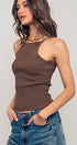 Urban Daizy Ribbed Knit Halter Spaghetti Strap Tank Top Black Tank Top - Women's (UDZ-TP-00490) – alternate view 15