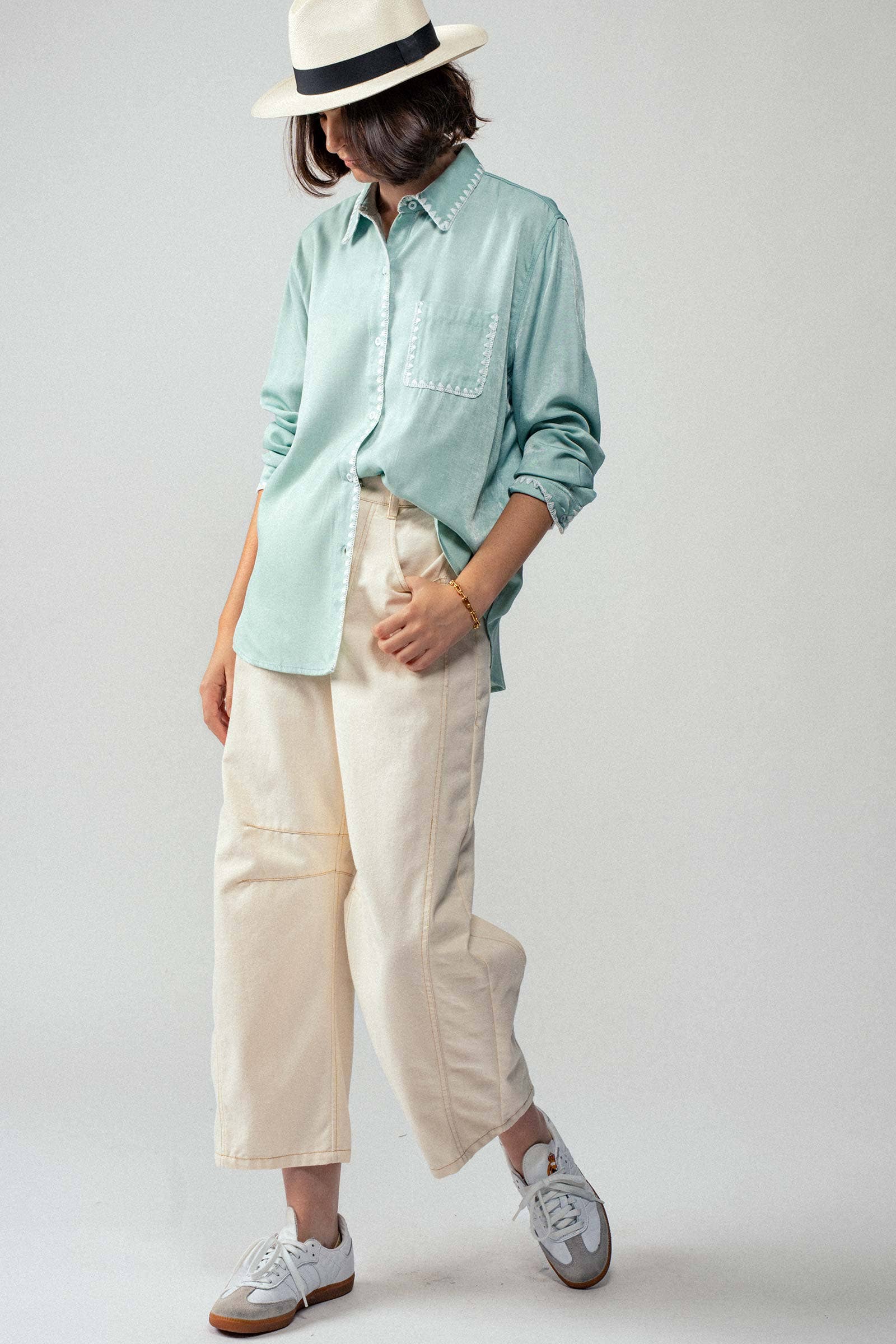 Urban Daizy Smooth Silk Long Sleeve Dress Shirt Denim Button Down Shirt - Women's (UDZ-TP-00735) – alternate view 15