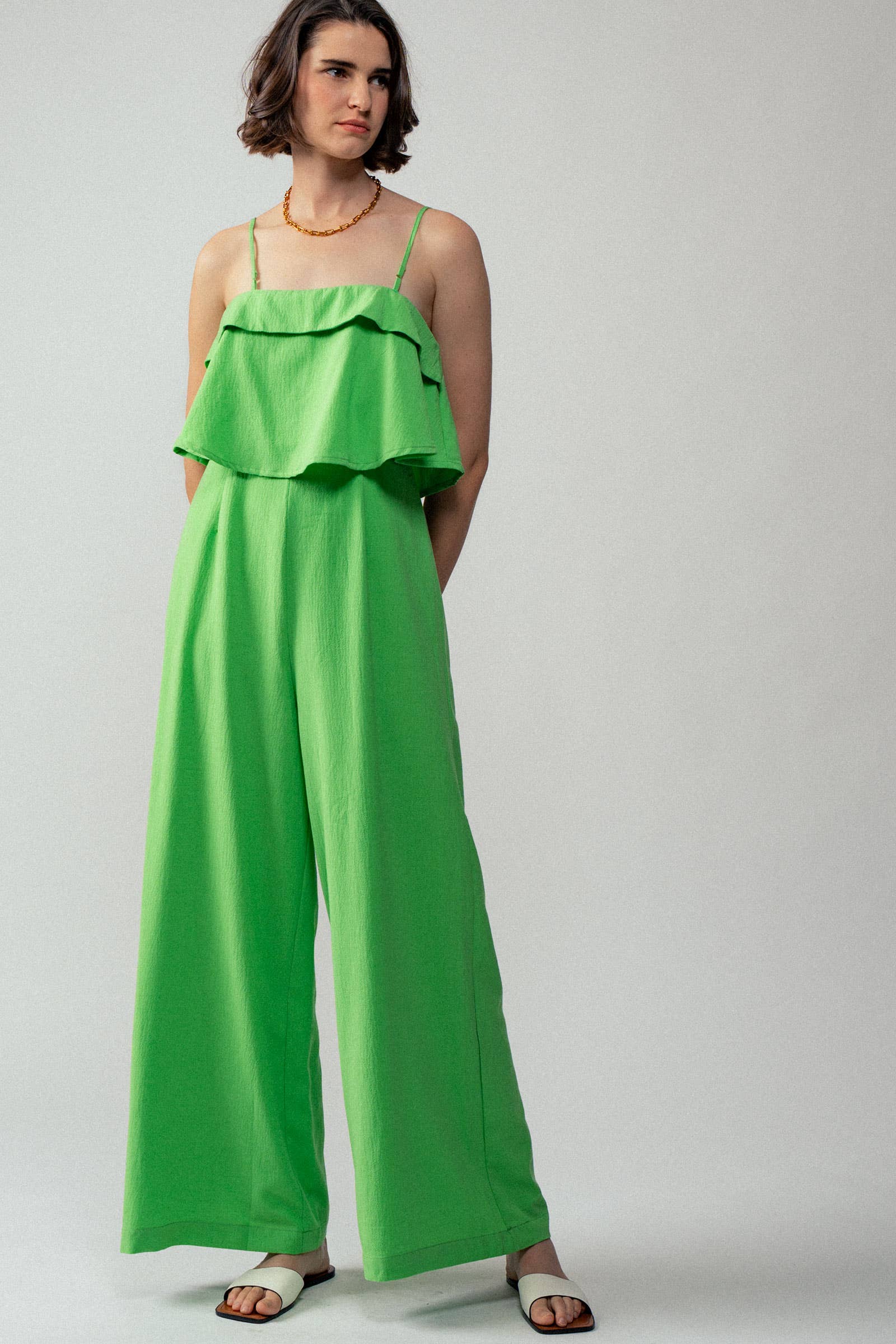 Urban Daizy Ruffled Bodice Wide Leg Jumpsuit Pink Jumpsuit - Women's (UDZ-JR-00021) – alternate view 7
