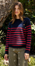 Striped Mock Neck Sweater with Gold Buttons | wholesale sweaters | Urban Daizy