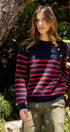 Striped Mock Neck Sweater with Gold Buttons | wholesale sweaters | Urban Daizy