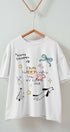 Urban Daizy Whimsical Dog Doodle Graphic T-Shirt White Screen Printed T-Shirt - Women's (UDZ-PT-00355)