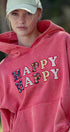 Urban Daizy "HAPPY HAPPY" Vintage Washed Hoodie Red Hoodie - Women's (UDZ-KN-00891) – alternate view 18