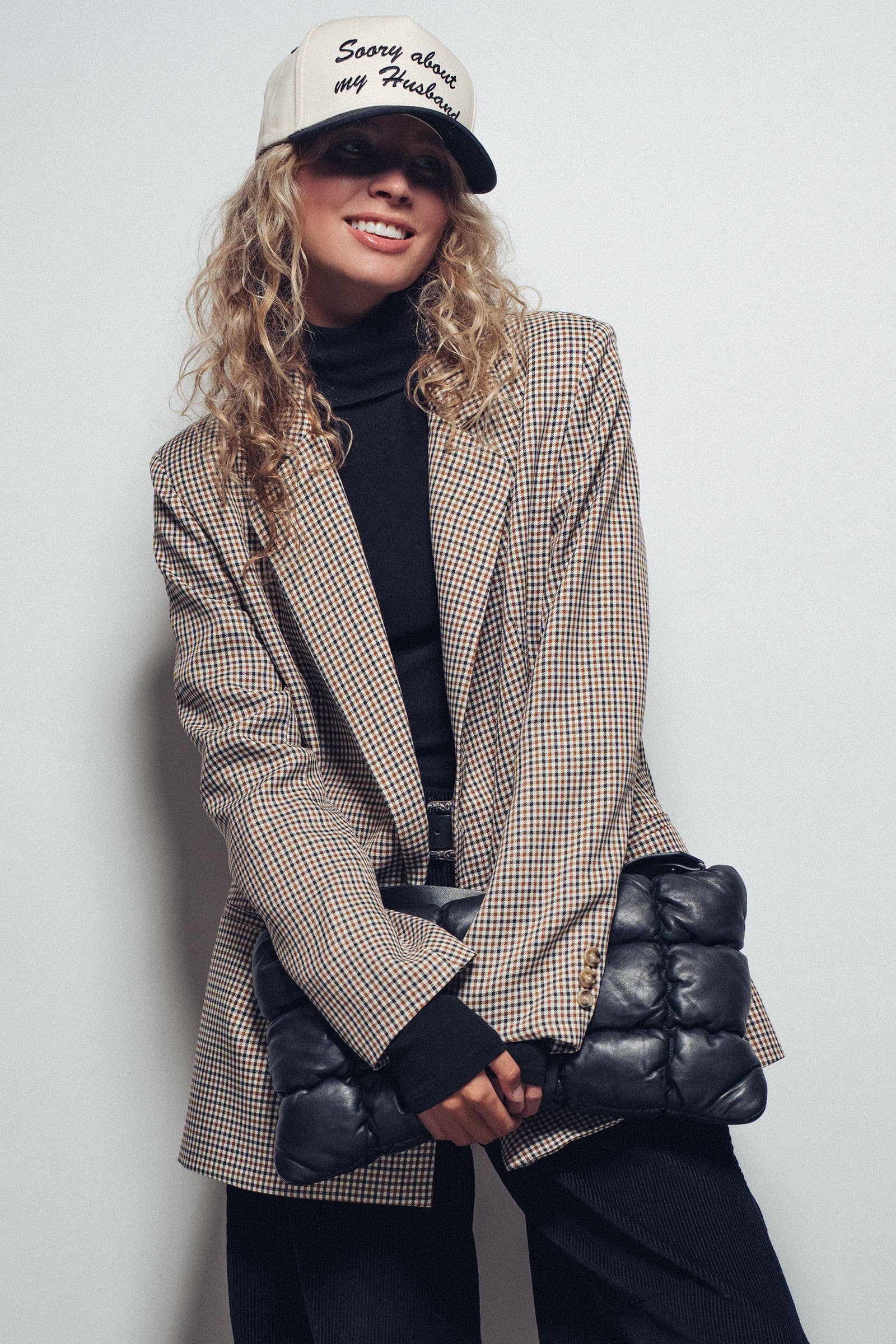 Urban Daizy Two-Tone Embroidered Script Trucker Cap Black Trucker Hat - Women's (UDZ-KN-00653) – alternate view 5