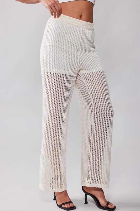 Mesh Knit Wide Leg Pants