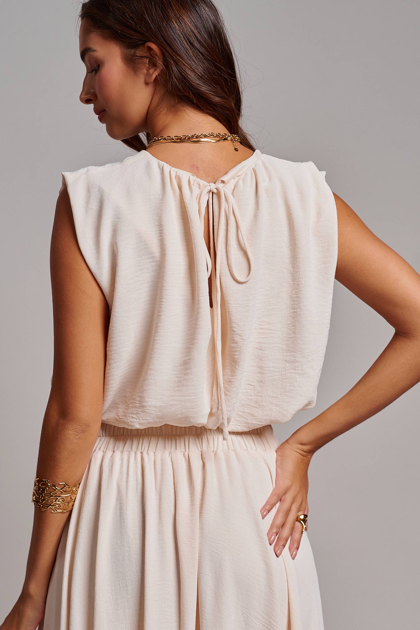 Boho Relaxed Tie-Back Sleeveless Woven Top
