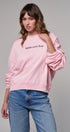 Oversized Graphic Sweatshirt Pigment Wash Cotton Crewneck in PINK CLAY - Women's Sweatshirts & Hoodies | Urban Daizy