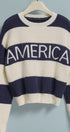 Nantucket America Stripe Crewneck Sweater in IVORY NAVY - Women's Sweaters | Urban Daizy