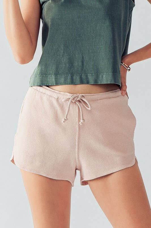 Urban Daizy Textured Cotton Elastic Waist Drawstring Pocket Dolphin Shor Charcoal Shorts - Women's (UDZ-PT-00046) –…