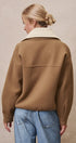 Sweater Knit Button Front Jacket with Detachable Collar in OLIVE - Women's Jackets & Blazers | Urban Daizy