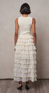 Tiered Ruffle Maxi Dress with Contrast Trim in IVORY - Women's Cocktail Dresses | Urban Daizy