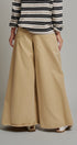 Washed Cotton Wide Leg Palazzo Pants with Woven Belt in KHAKI - Women's Casual Pants | Urban Daizy