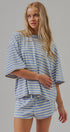 Oversized Striped Contrast Neck Boxy Tee