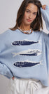 Seaside Sardine Oversized Summer Knit Sweater in BLUE - Women's Sweaters | Urban Daizy