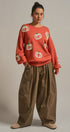 Pumpkin Embroidered Crew Neck Sweater in RUST - Women's Sweaters | Urban Daizy