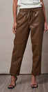 Faux Leather Drawstring Jogger Pants in BROWN - Women's Casual Pants | Urban Daizy