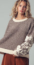 Urban Daizy Floral Embroidered Striped Knit Sweater Brown Knit Sweater - Women's (UDZ-TP-00814) – alternate view 23